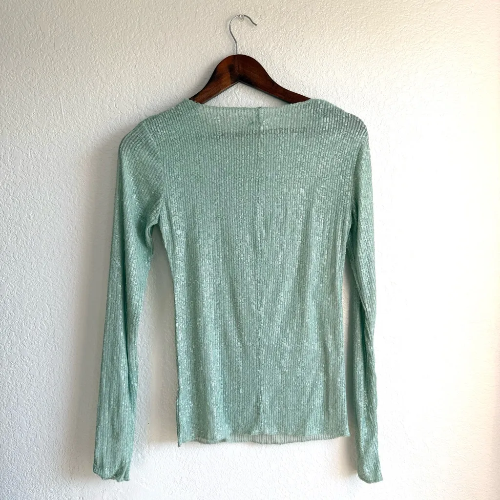 NWT Free People Intimately Womens Shirt Jade Green Sequin Long Sleeve Size XS - Image 3