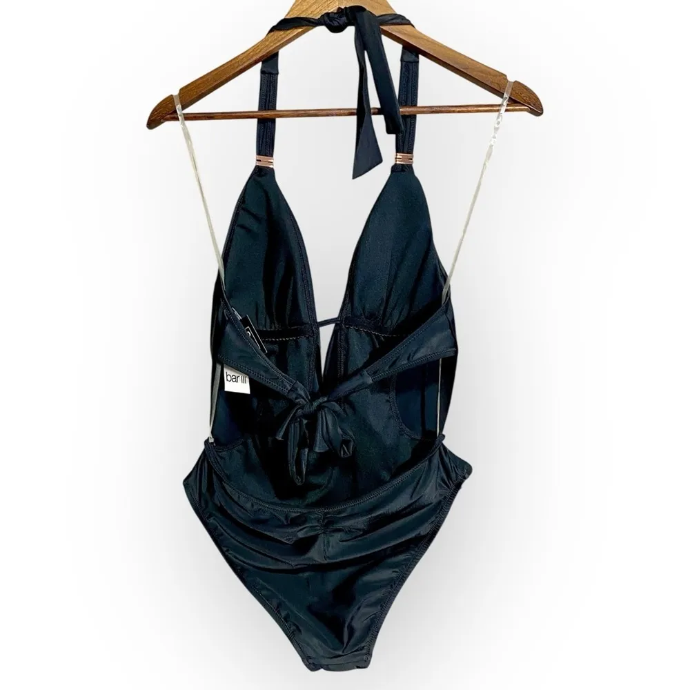 Bar Ill Black Draped Cowl Neck Monokini One Piece Swimsuit Women’s Small NWT - Image 4