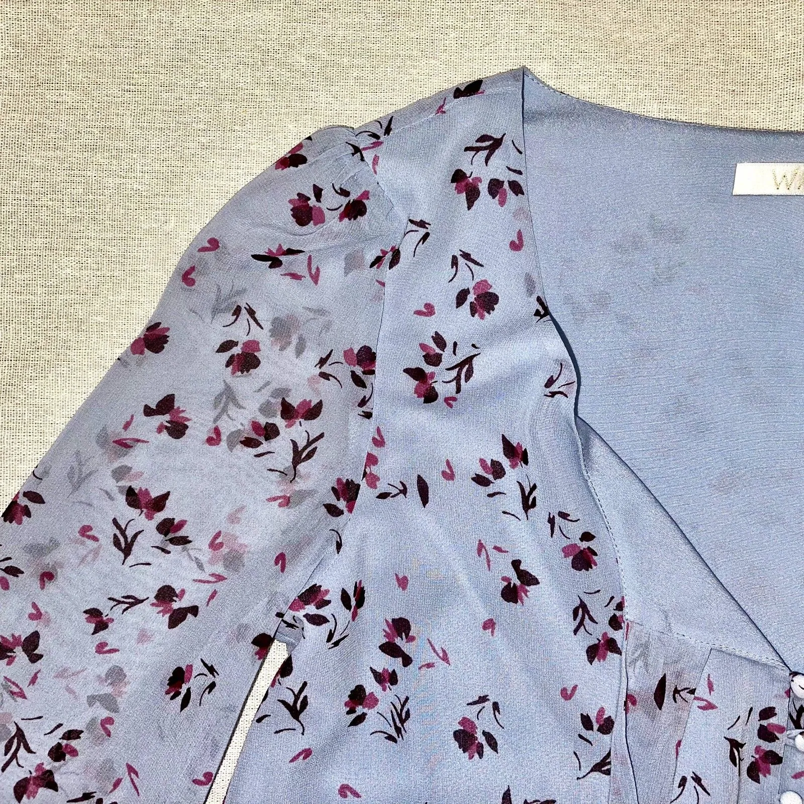WAYF | Blue Floral Tie Front Blouse | Large - Image 7