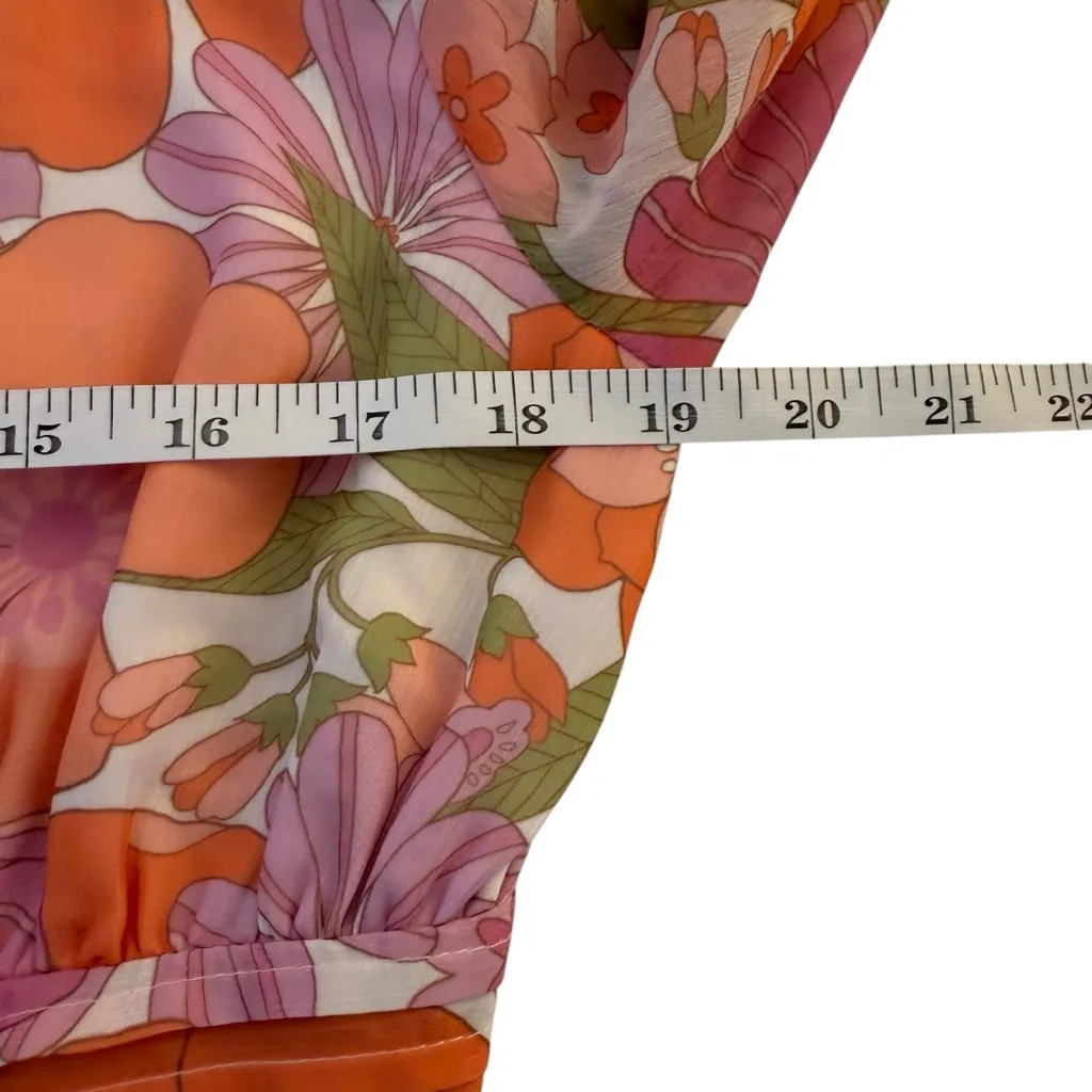 VICI Collection Floral Long Sleeve Chiffon Babydoll Dress Medium Wedding Flowy - Image 13