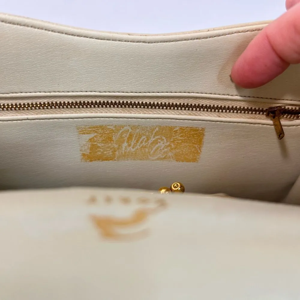 Mid Century Leather Handbag by Koret RARE White - Image 9