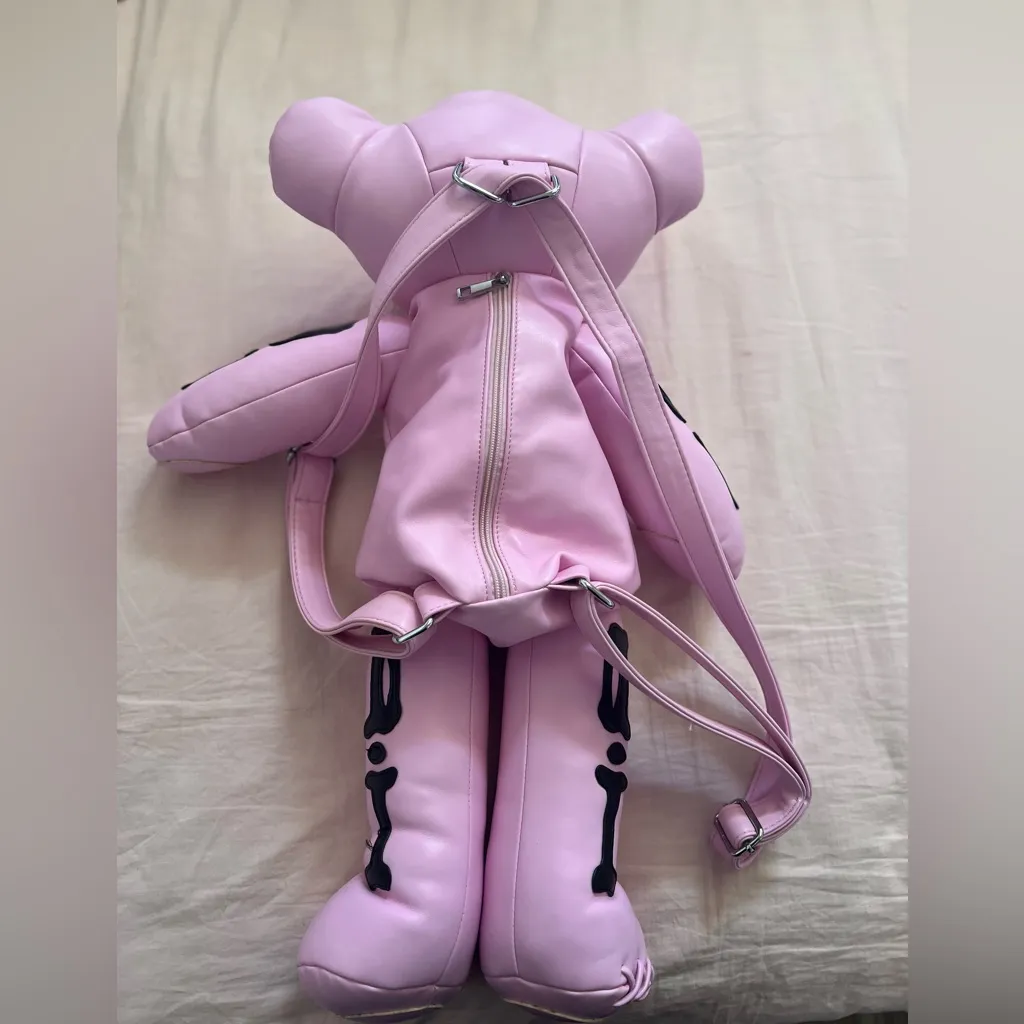 Dolls Kill Pink Skeleton Bear Backpack - Image 3
