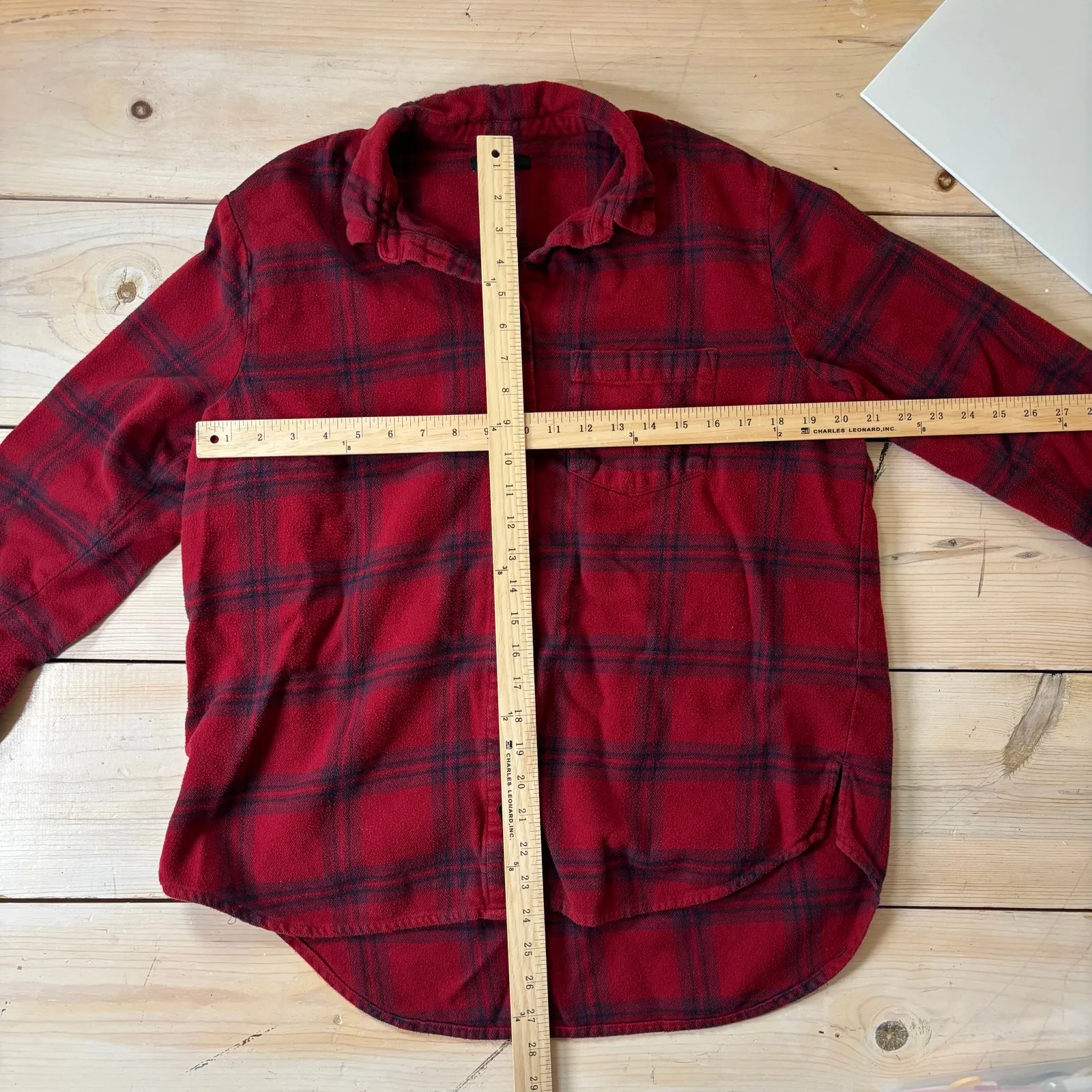 Madewell EUC Women's Flannel Oversized Ex-Boyfriend Shirt Red Plaid Size M - Image 8