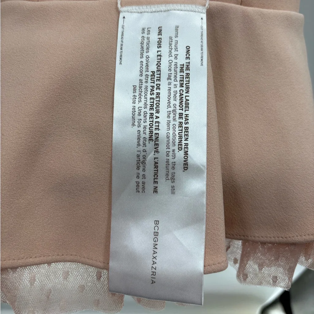 BCBGMaxAzria scoop neck fluted pink boho Polkadot wedding hem mini dress 0 NWT - Image 10