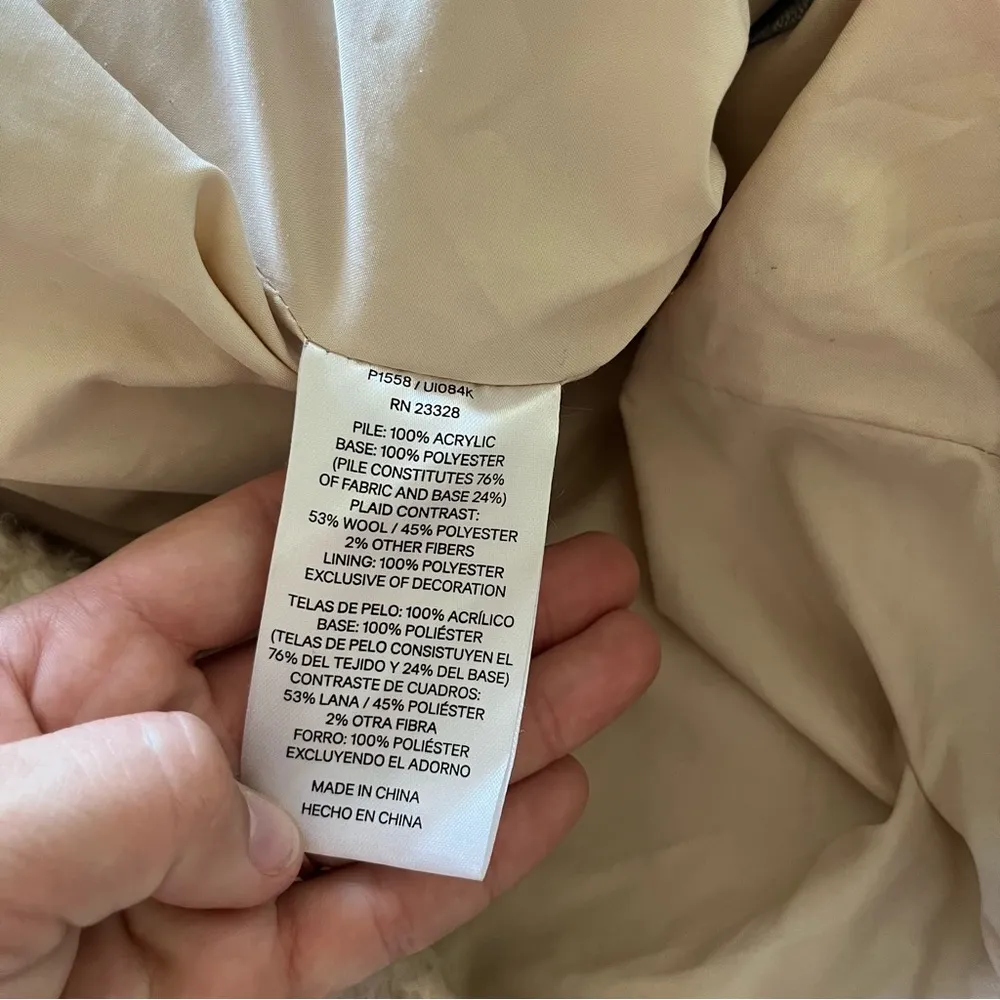 Pendleton Cream Sherpa Shearling Fuzzy Fleece Zip Up Jacket Women's Size Medium - Image 14