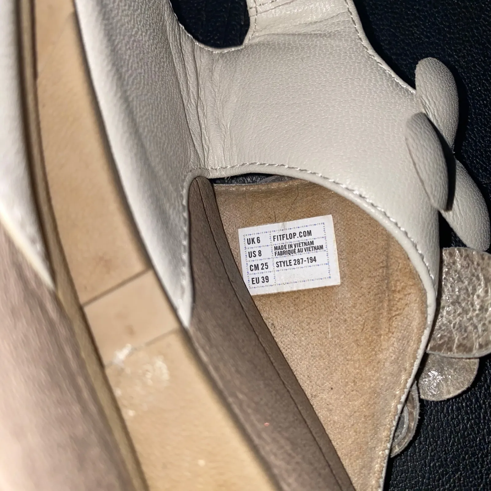 Fitflop Floretta Fluer Slingback Sandal Mule Cream Tan 100% Leather Size 8 - Image 9