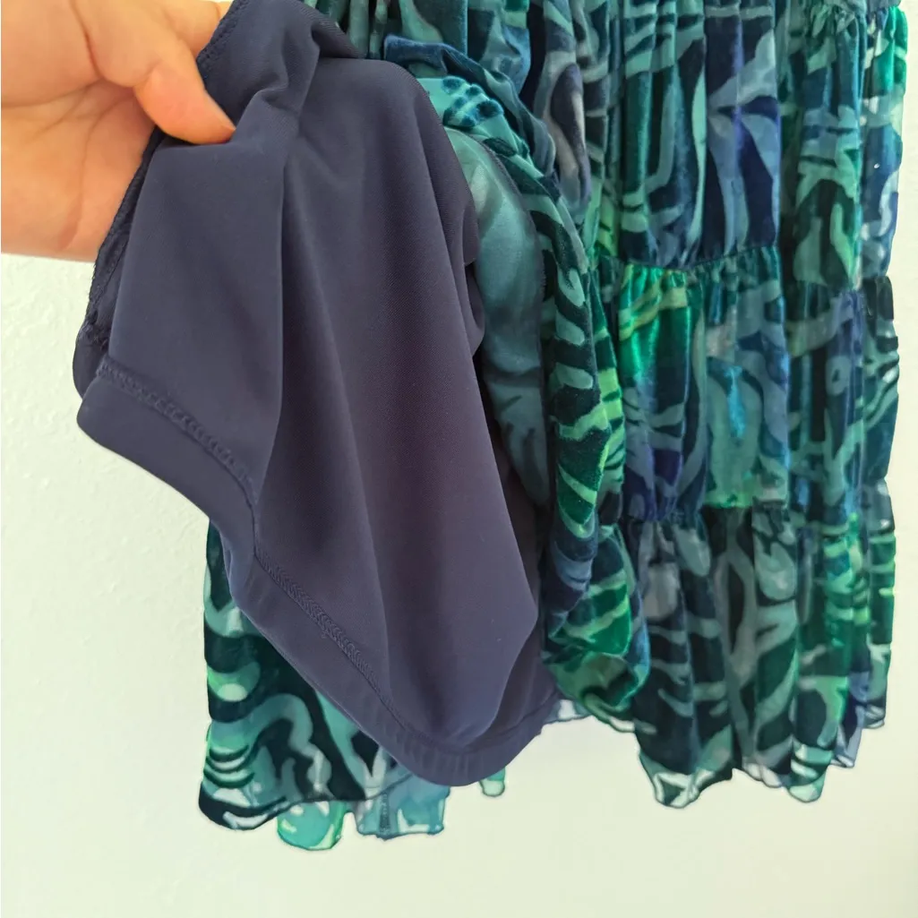 Multiples Blue and Black Tiered Midi Skirt - Image 2