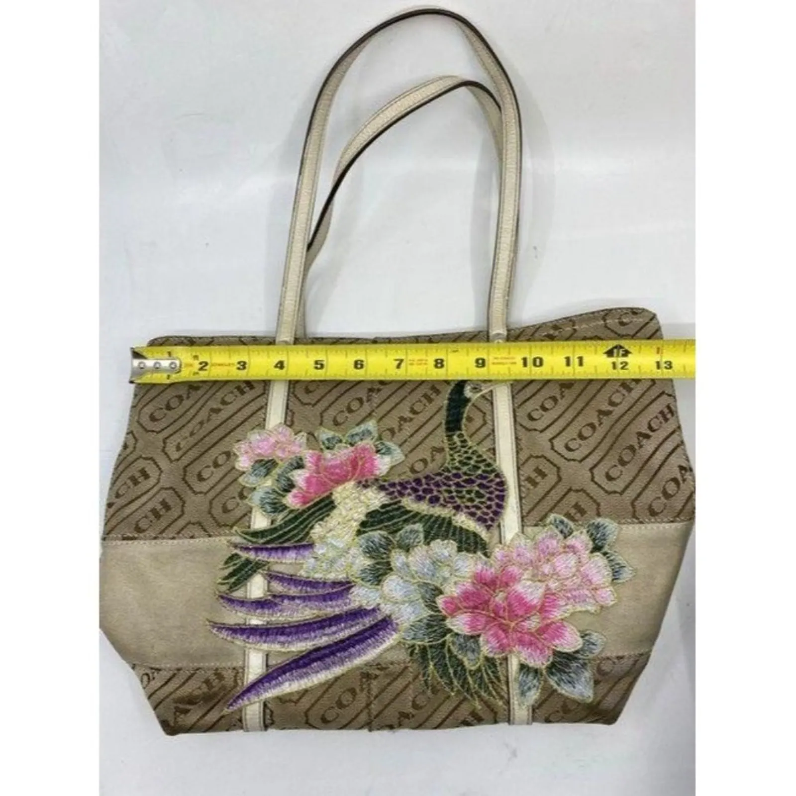 coach w customized by me w applique tan beige jacq - Image 2