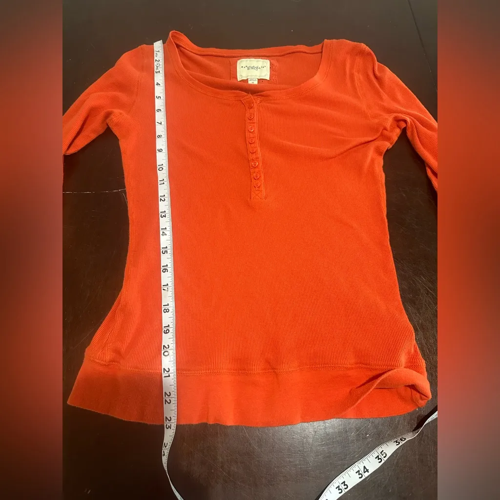 Energie Orange waffle knit Henley Sz XL 100% cotton Y2K grunge retro - Image 7