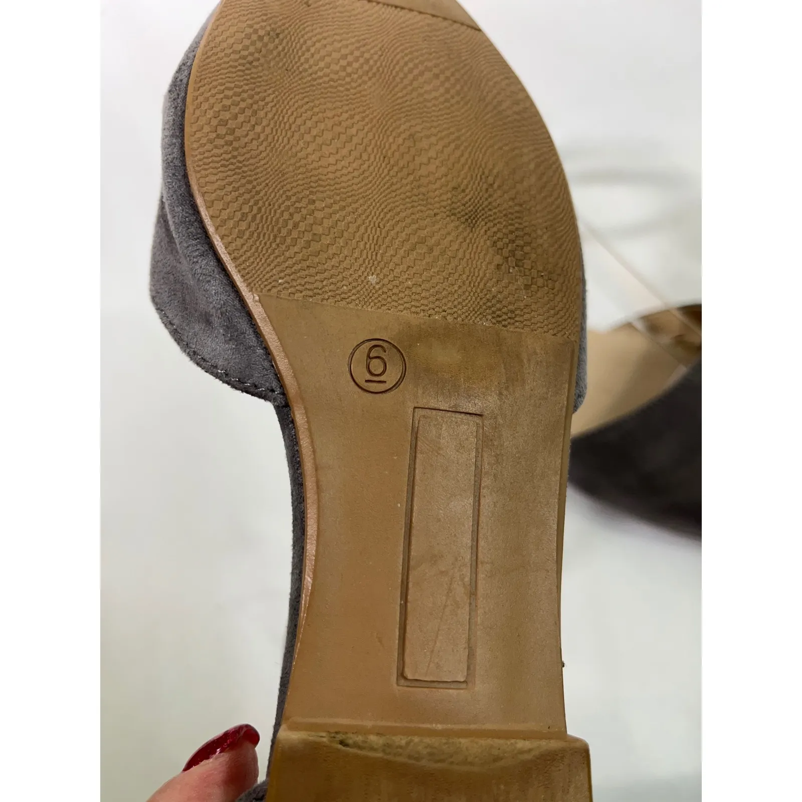 Isaac Mizrahi Women Suede Ankle Strap Ballet Flats Shoes Pointed Toe Gray Size 6 - Image 9