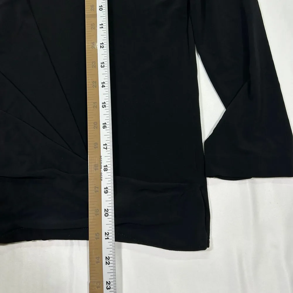 EUC M.M. Lafleur Elegant Black‎ Wrap Top Long Sleeve Draped Blouse Womens XS - Image 7