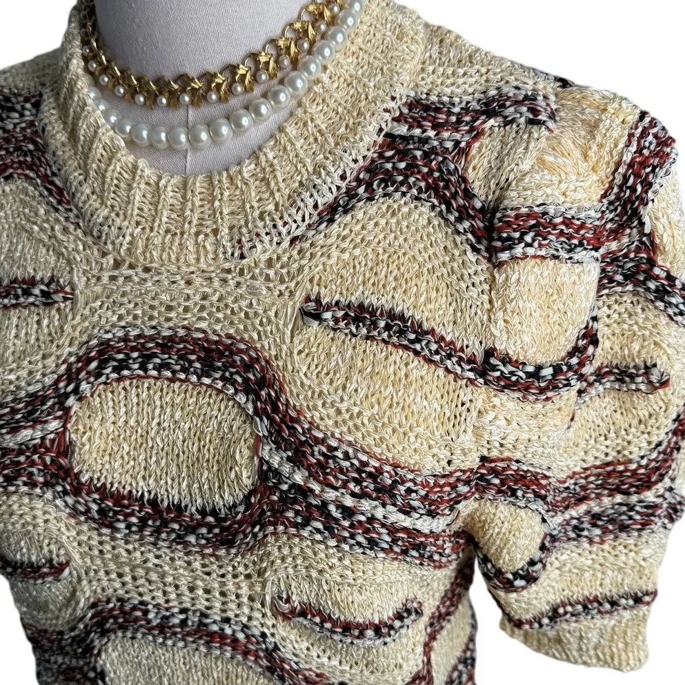 Ulla Johnson Alba Top Sweater Sedona puff sleeve boho tan rust red size medium M - Image 7