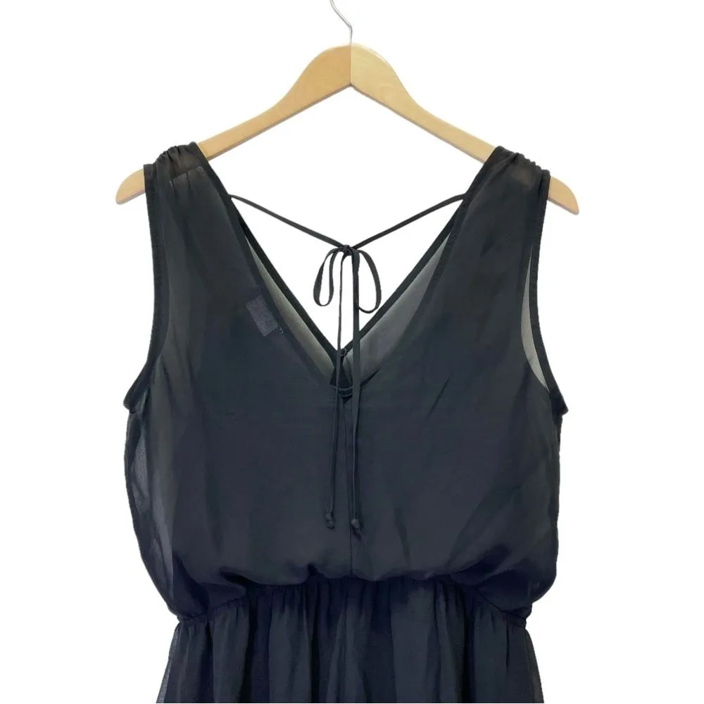 ASTR The Label Black Chiffon Sleeveless Ruffled Shorts Romper Women’s Size Large - Image 7