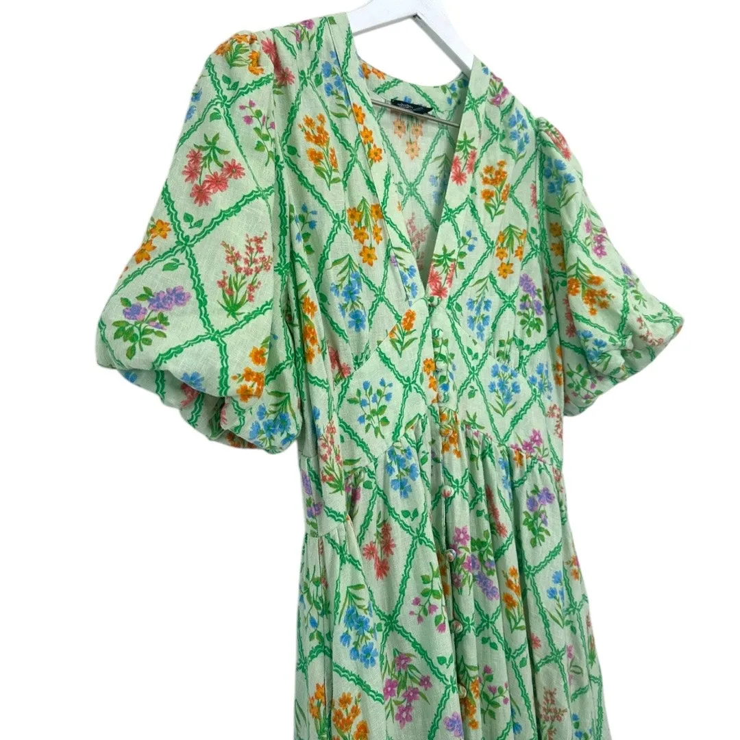 Nobody’s Child x Happy Place by Fearne Cotton Floral Midi Dress Size 6 Green - Image 4