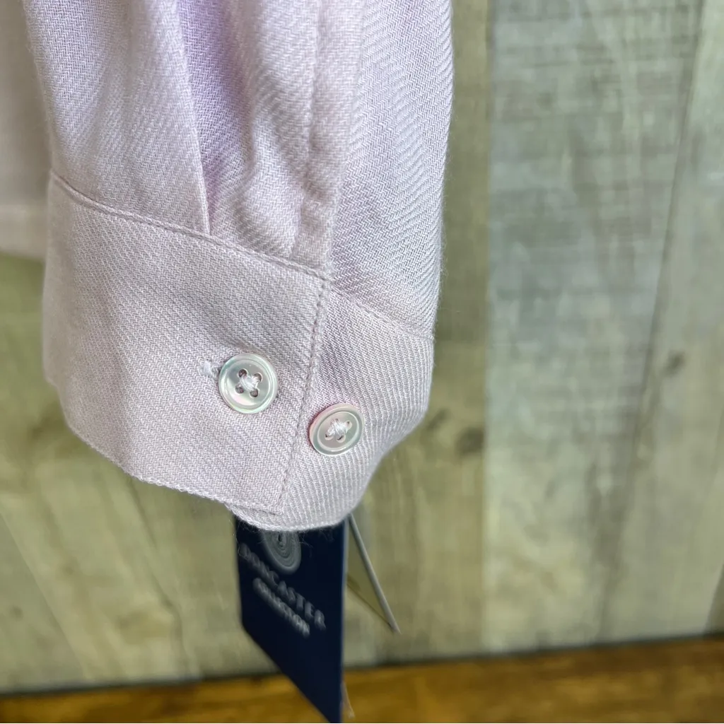 Doncaster  Collection Wool Blend Pink Tabbed Long Sleeve Button Front Blouse - Image 4