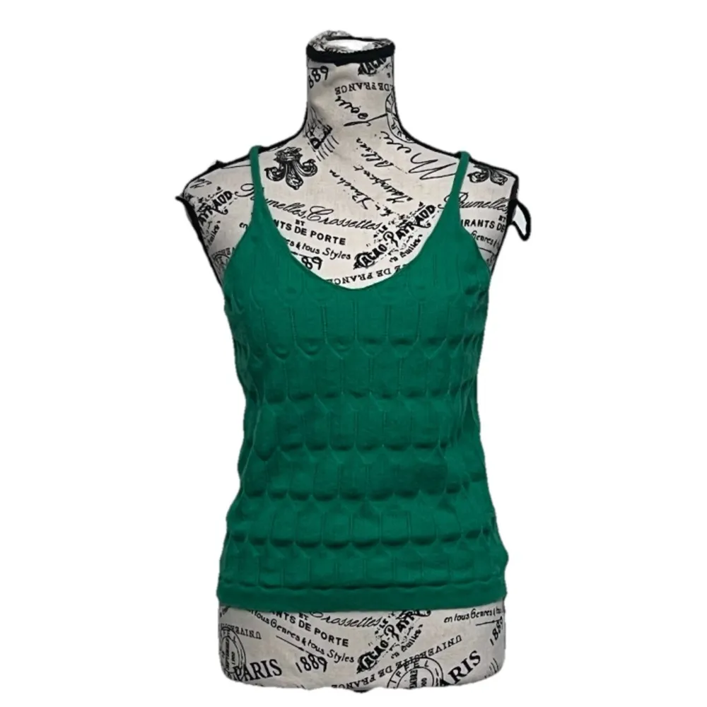 Green Knit Cami Fishermen Top Women’s Size M Cable Knit Y2K Preppy Coquette - Image 2