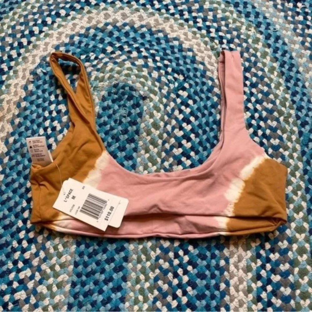 L Space Lizzie Bikini Top Stripe Tie Dye  Swimsuit NWT Small - Image 5
