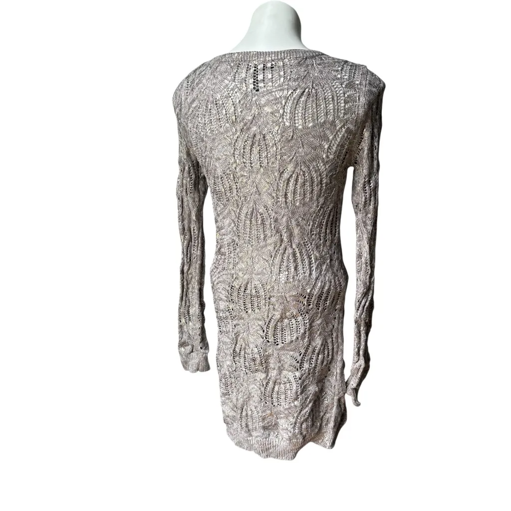 NWT, INC Coated Gold Metallic Cable Knit Crew Neck Sweater Dress or Tunic, Sz M Size M - Image 8