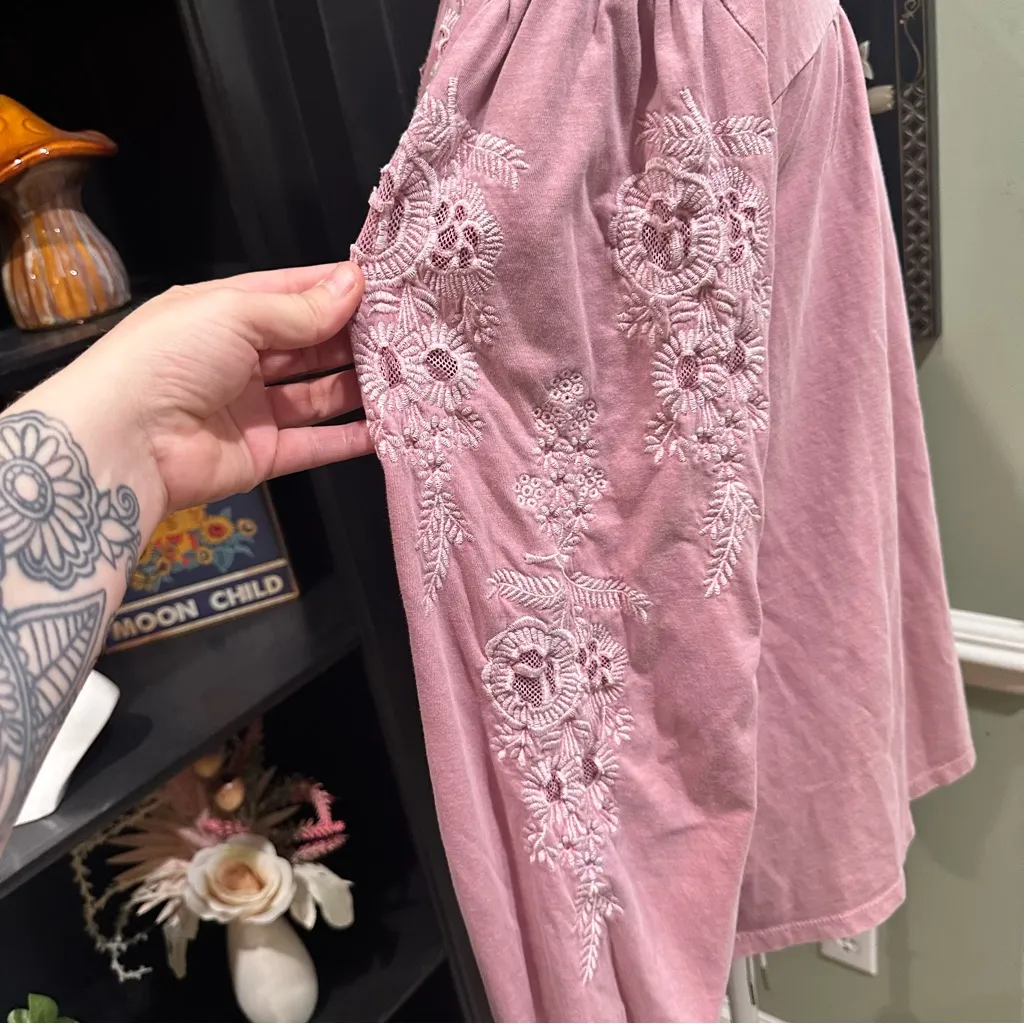 Soft Surroundings Embroidered Long Sleeve Ruffle Blouse – Size Medium - Image 9