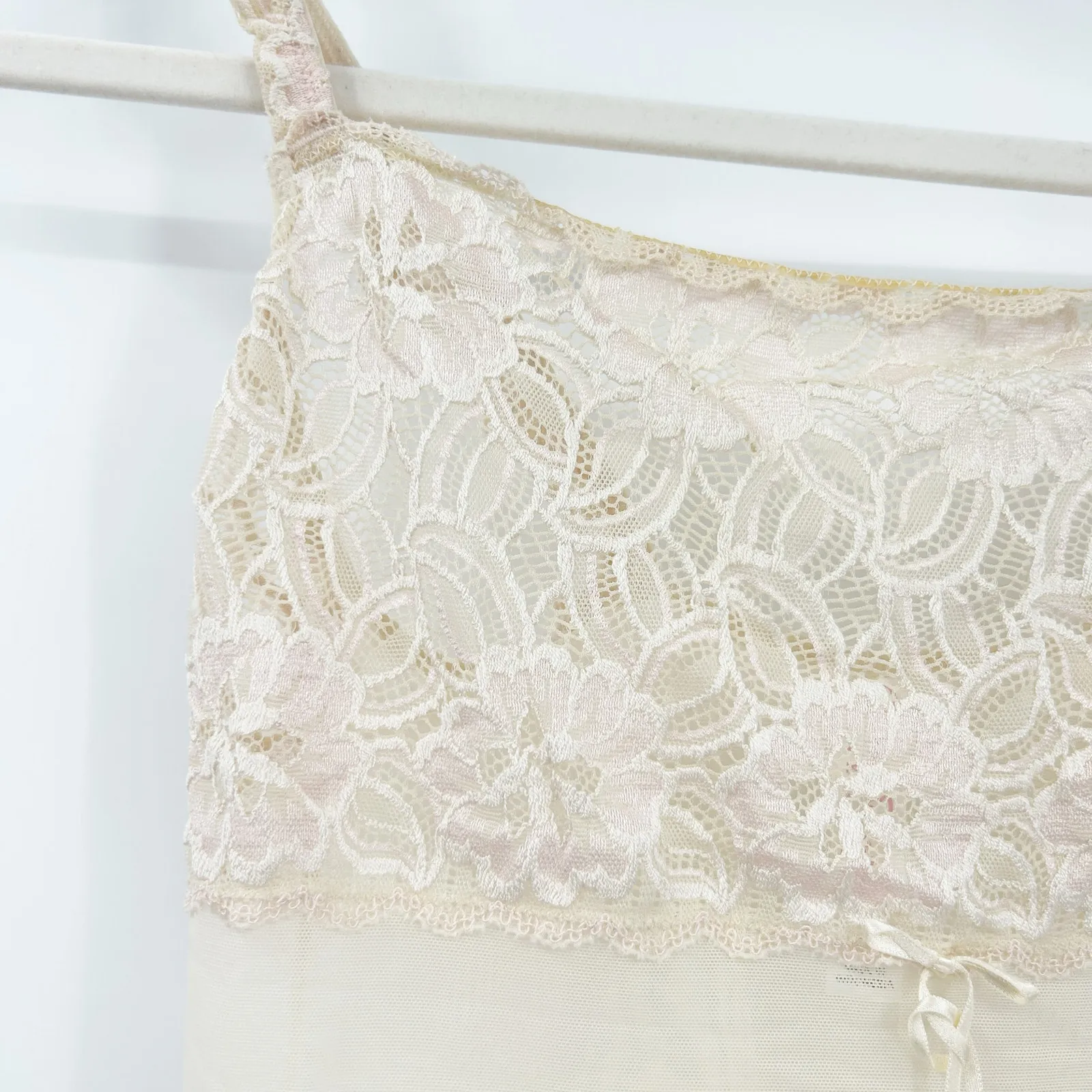 Oscar De La Renta Womens Y2K‎ 90s Fairycore Coquette Bridal Lace Tank Cami Top L - Image 2