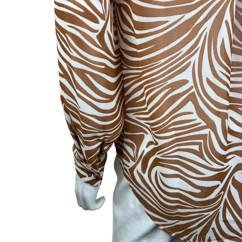 Princess Polly Pure Form Brown Zebra Print Button Down Blouse - Image 7