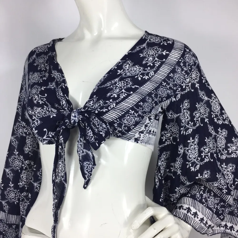 RAGA Cropped Wrap Top Handkerchief Sleeves - Image 8