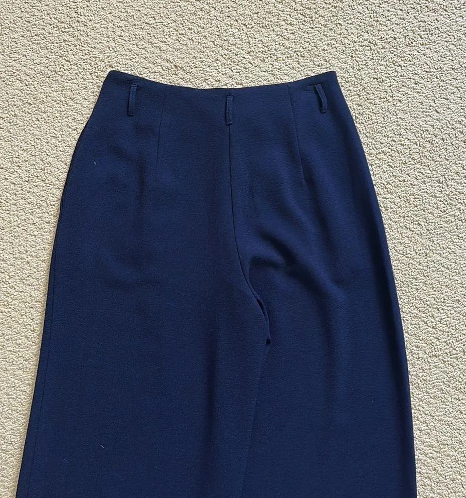 Navy Blue Wide Leg Trousers with belt loops Size M - Image 13