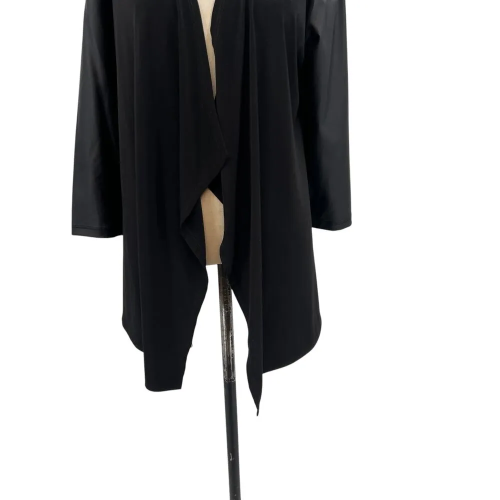 Clara Sunwoo Liquid‎ Leather Sleeve Drape Cardigan Black Size Large *flawed - Image 4