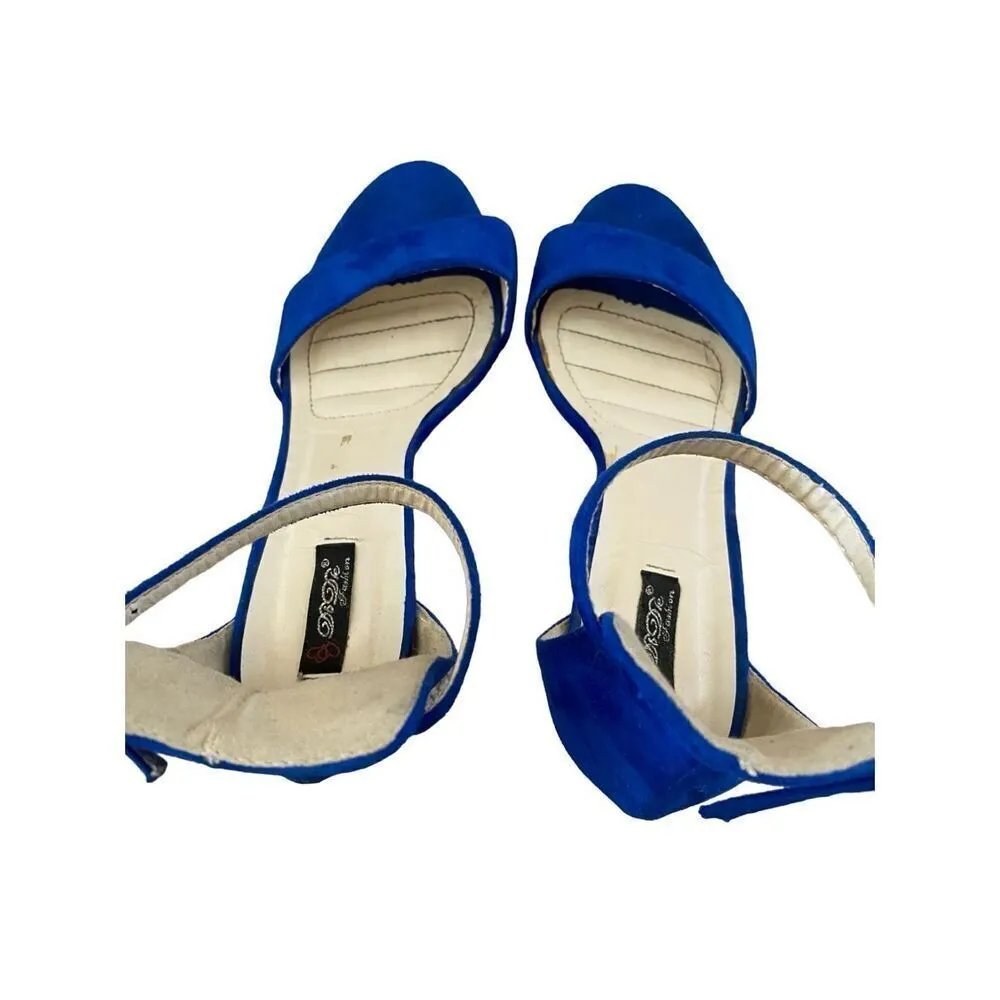 Sturio Stiletto Heels Ankle Strap Formal Strappy Shoes Feminine Pumps Blue Size 8 - Image 4