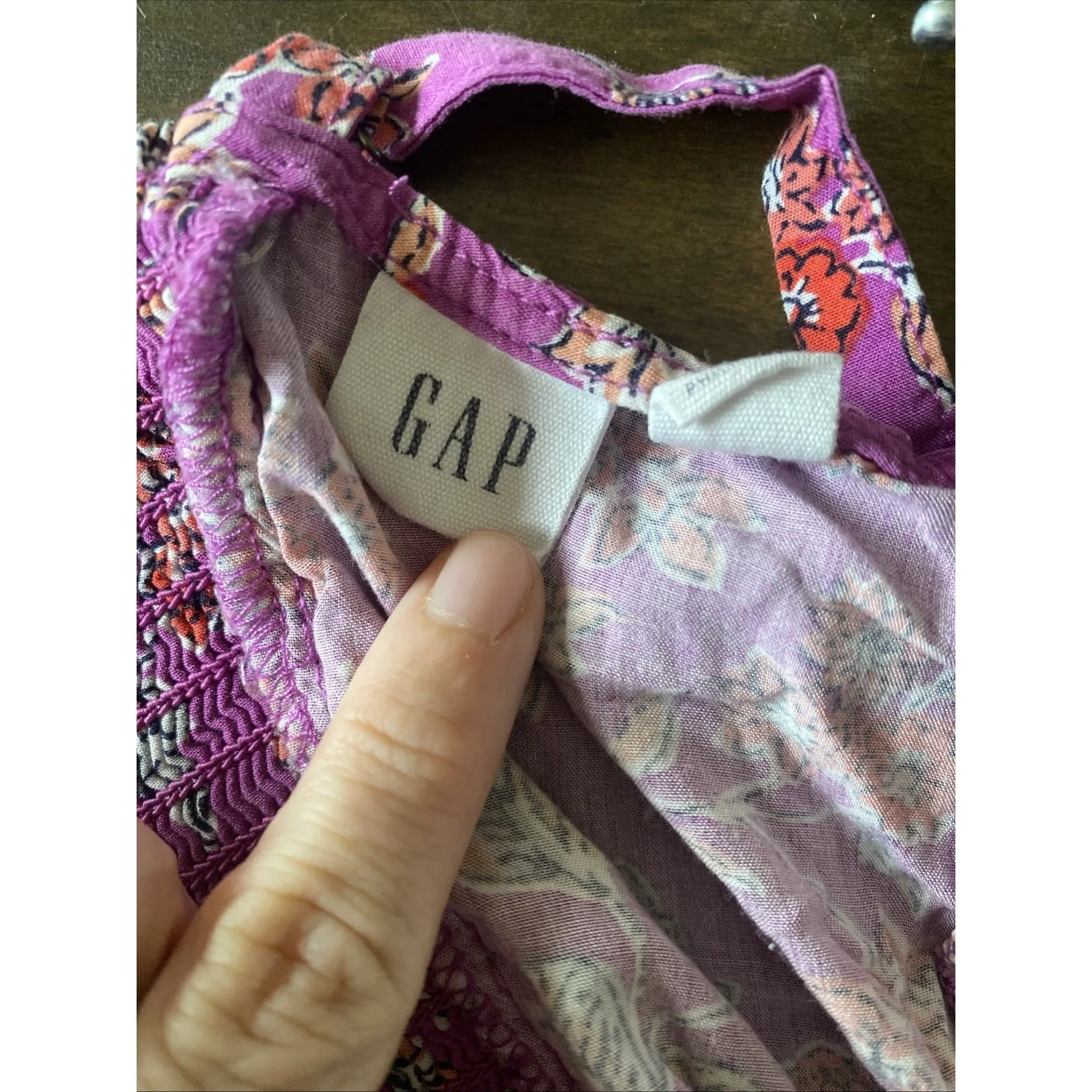 Gap Womens Medium Purple Babydoll Skater Dress Floral Mini - Image 6