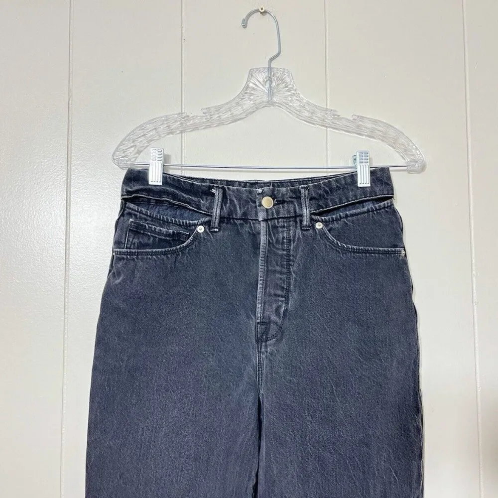 Good American Good Boy Ripped High Waist Split Hem Jeans Black Size 4/27 EUC - Image 4