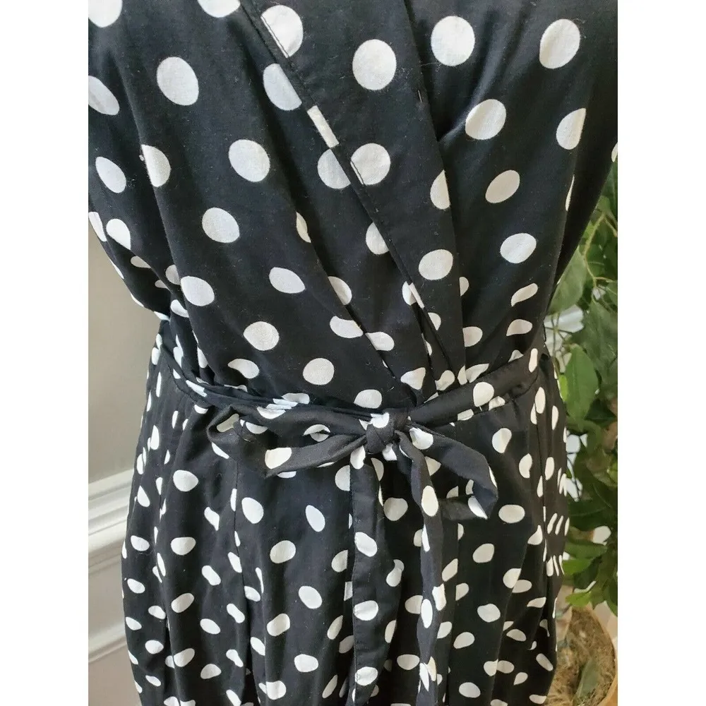 Croft & Barrow Women's Black & White Cotton Sleeveless Knee Length Dress Size 14 - Image 3