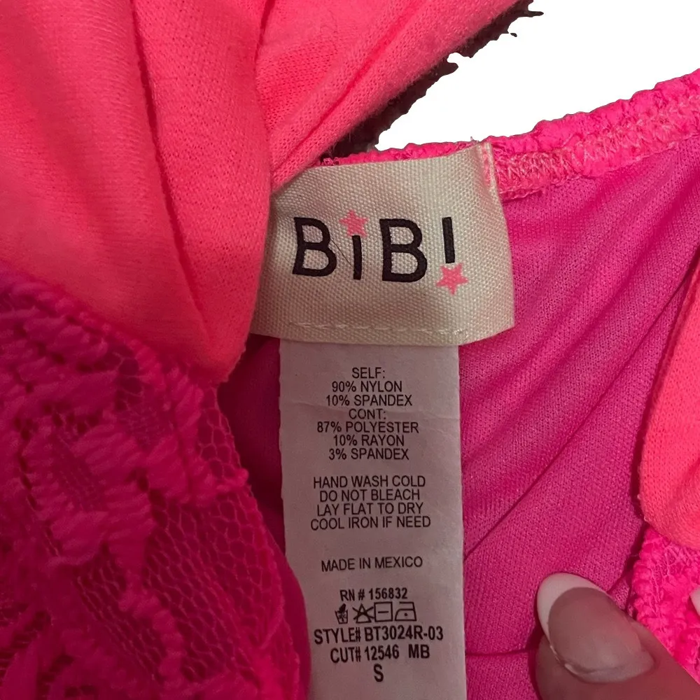 Bibi Lace Tank Top Women Small Pink Halter CutOut Criss Cross Festival Y2K Boho - Image 3