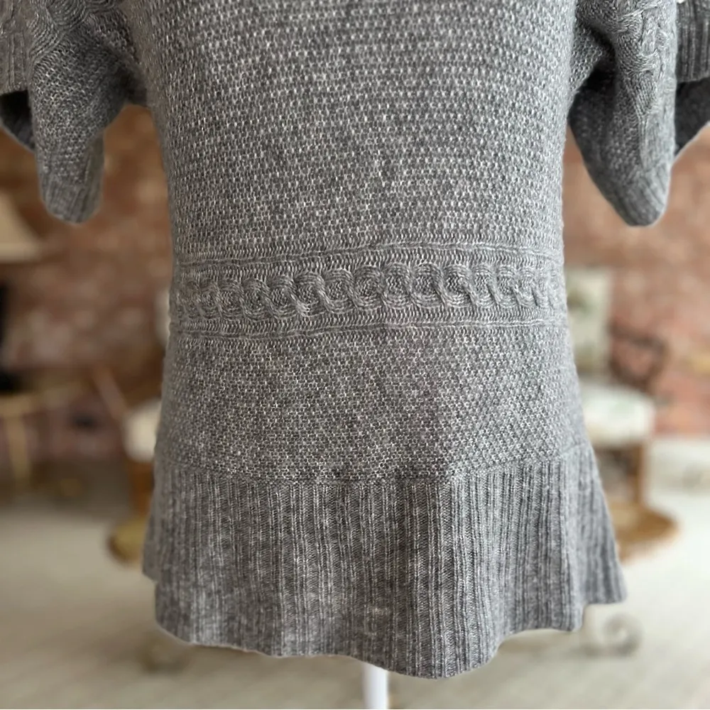 WHBM Sweater Gray Cowl Neck Cableknit S Lunch Brunch Chic Cozy Preppy Office - Image 7