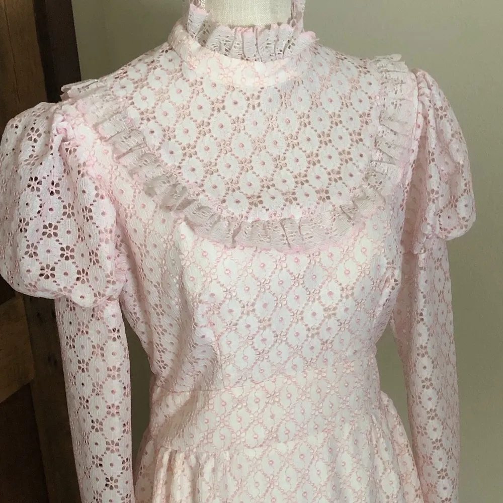 Barbiecore Pink Vintage 70s Prairie Maxi Dress Size undefined - Image 4