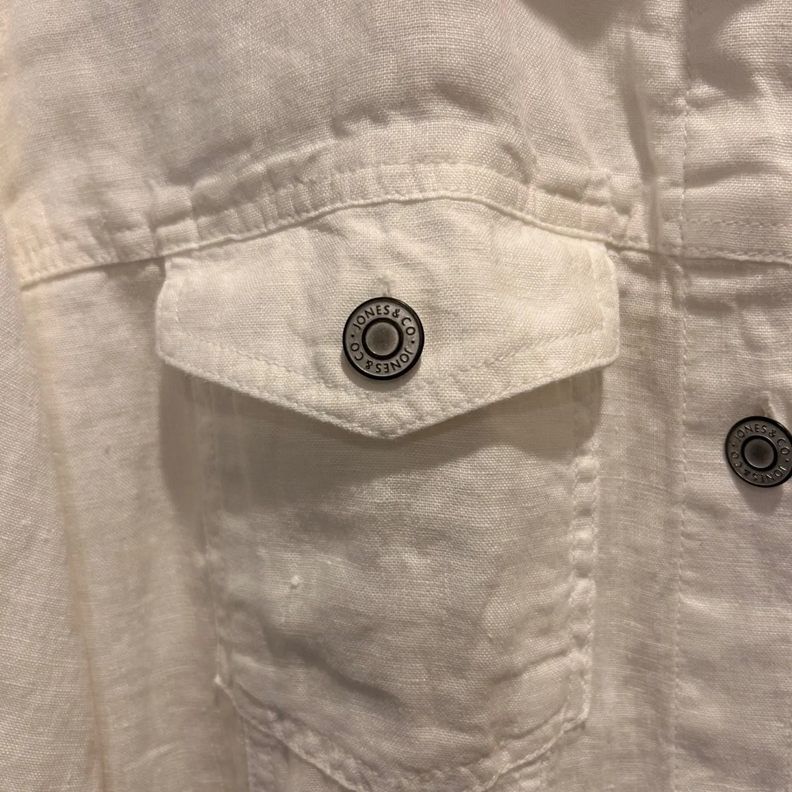 Jones & Co Linen Jacket‎ Womens 2X White Button Down Long Sleeve Pockets Size XXL - Image 3