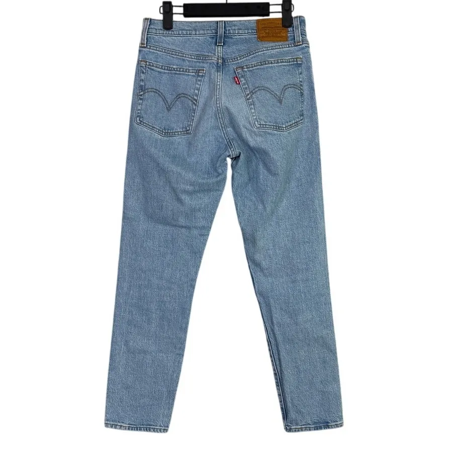 Levi's Wedgie Icon Slim Straight Crop Classic High Rise Distressed Jean 26 Blue - Image 6