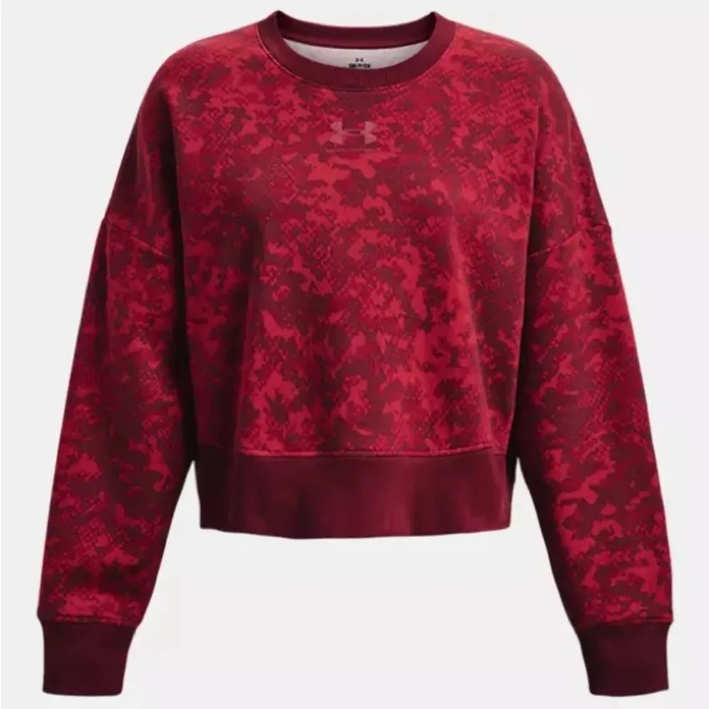 NWT Women's Under Armour  Rival Fleece Camo Crew in Chestnut Red - 690 - Image 5