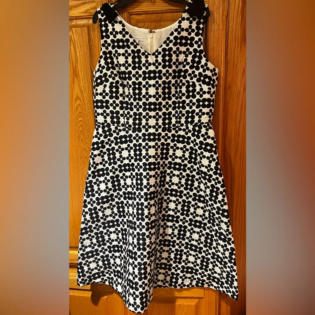 RSVP by Talbots Navy Blue & White Jacquard Daisy-Print Fit & Flare Dress‎ Size 8 - Image 5