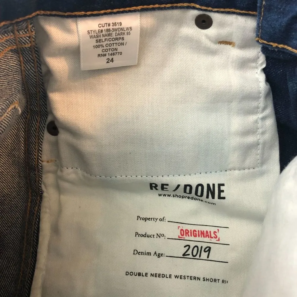 Re/Done Womens Double Needle Western Shorts Cut Off Denim Dark Wash 24 - Image 6