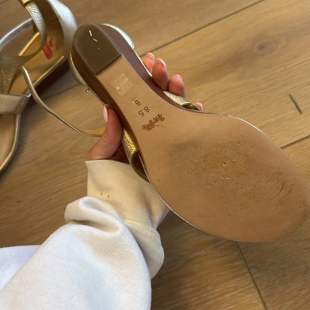 Coach Vienna Gold T strap pebble leather sandal - Image 6