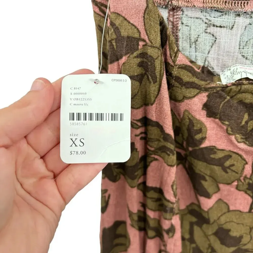 Free People Bring It Back Printed Cut-Out Bodycon Dress‎ Mauve Pink Size XS - Image 11