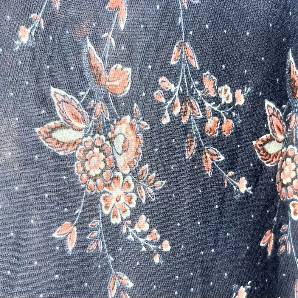 LOFT Navy Blue & Pink Floral Kimono Cardigan Top One Size - Image 6