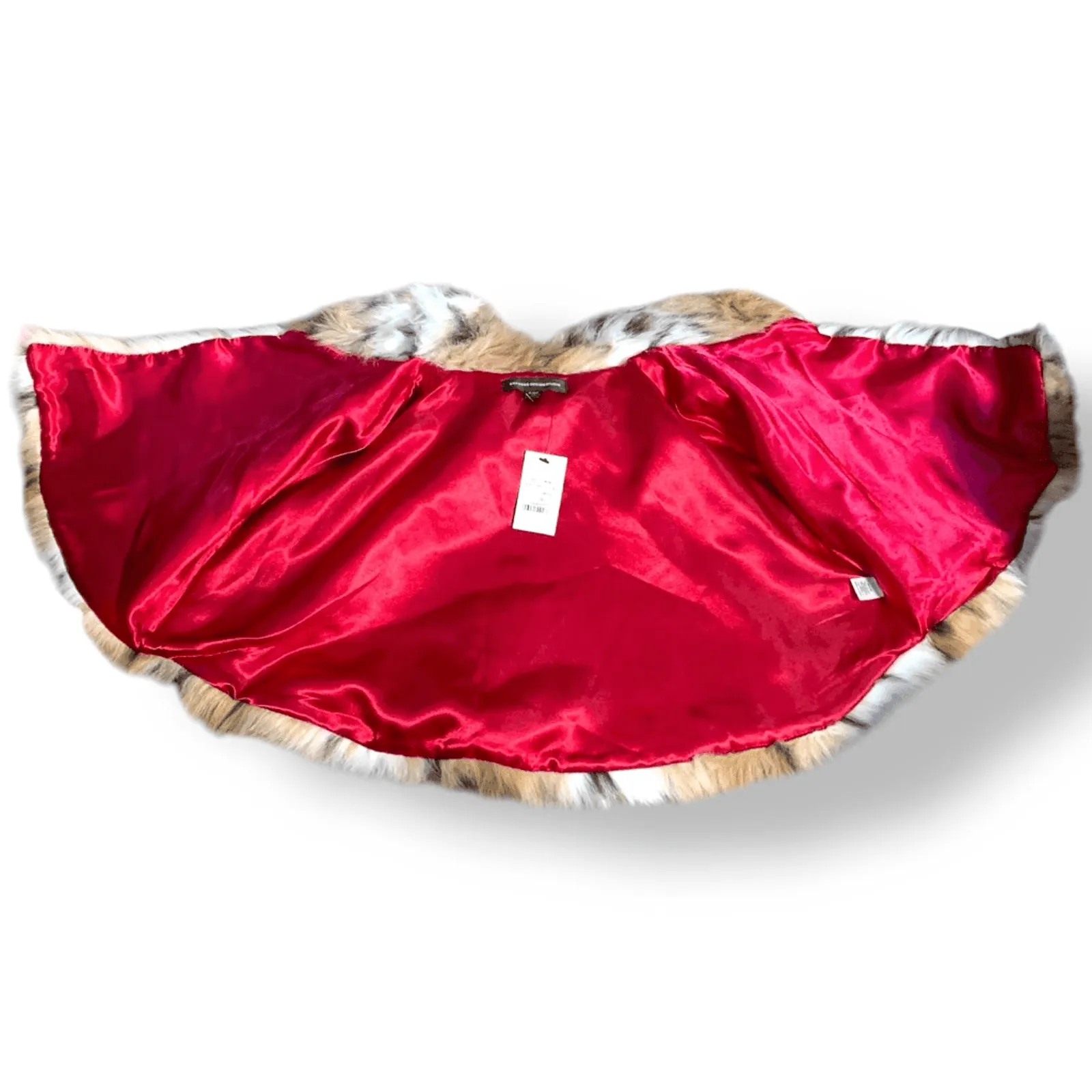 Express Faux Fur Capelet Burgundy Satin Lining Brooch Enclosure Glam Evening New - Image 5