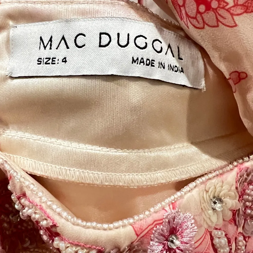 Mac Duggal NWT 9161 Floral Print V-Neck Ruffled Strap Lace Up Back Gown SIZE 4 - Image 7