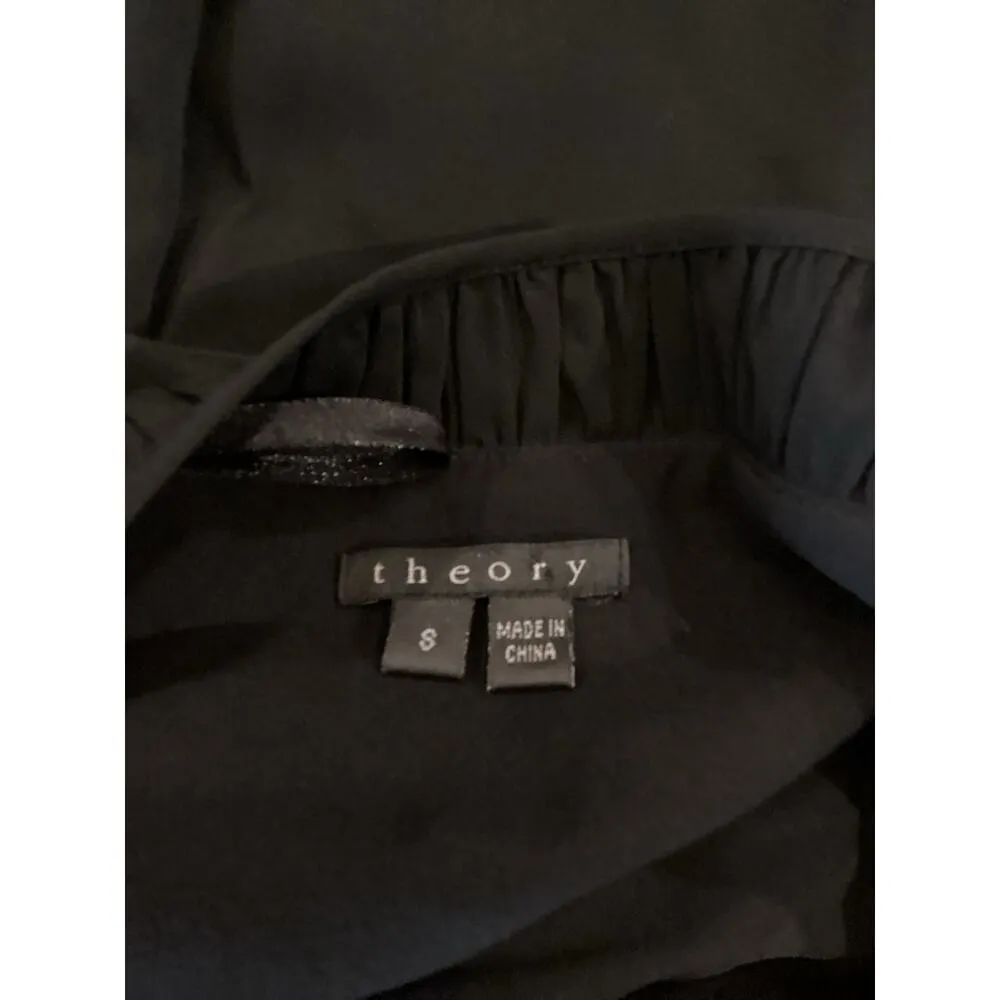 Theory Dazell Charm puff short sleeve Mini Dress Shift Scoop Neck Black Viscose - Image 6