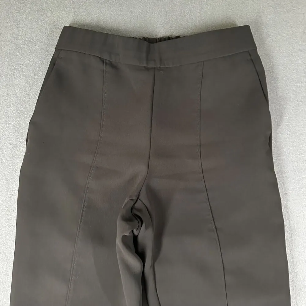 Ann Taylor Womens S Black The Straight High Rise Crop Pull On Flat Front Pants - Image 3