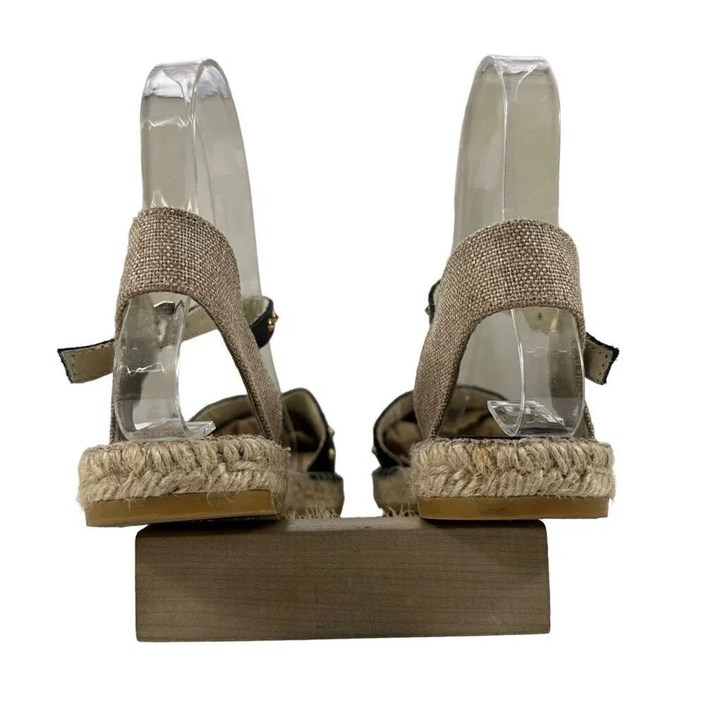 Dune London Joka Black Leather Studded Flat Espadrille ￼Sandals Women’s Size 6 ( - Image 5