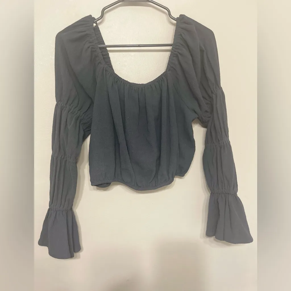 Free People Black Gauze‎ Crop Top Size S - Image 2