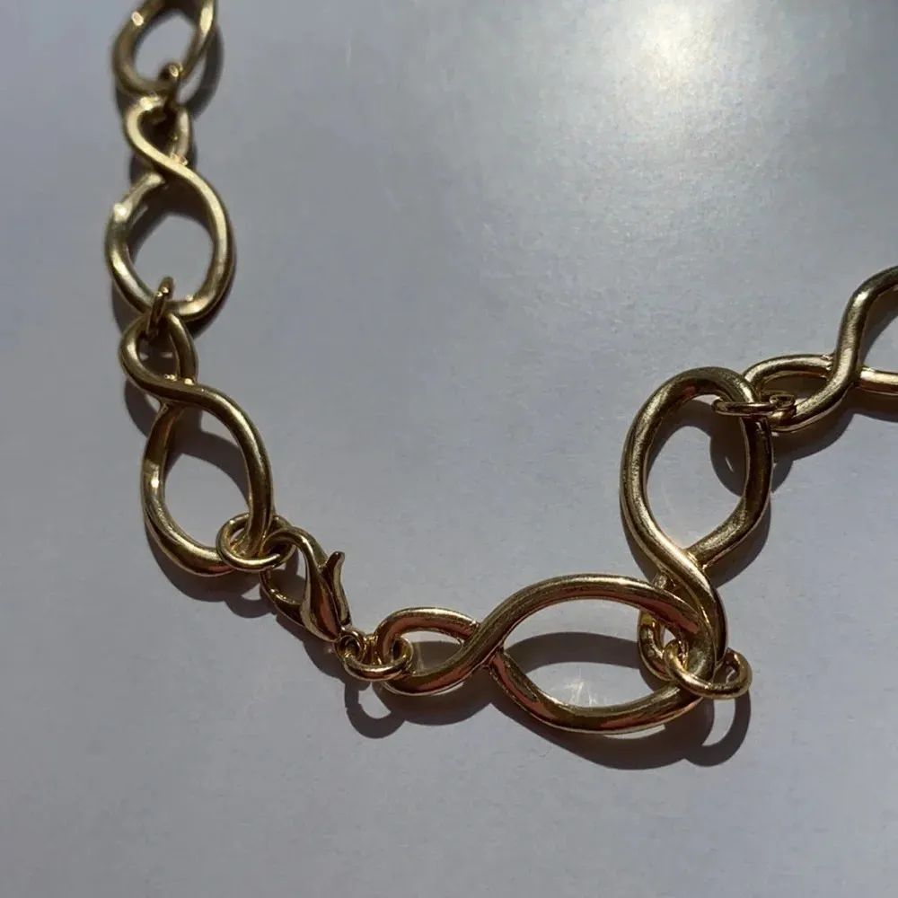 Two gold look necklaces chains‎ loops spirals - Image 4